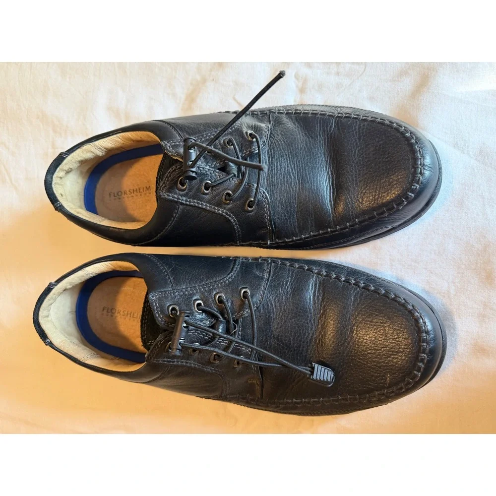 Florsheim Comfortech Men Black Leather Moc Toe Oxford Walking Shoes  12W